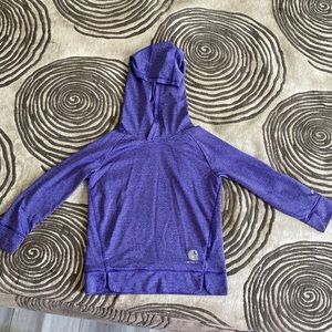 Childrens Carhartt pullover quick dry hoodie. Purple stripes.